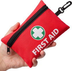 General Medi Mini First Aid Kit, 110 Piece Small First Aid Kit - Includes Emergency Foil Blanket, Scissors for Travel, Home, Office, Vehicle, Camping, Workplace & Outdoor (Red)