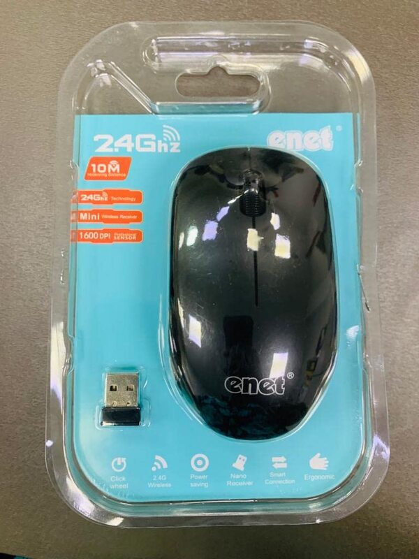 Enet Wireless Optical Mouse, Black