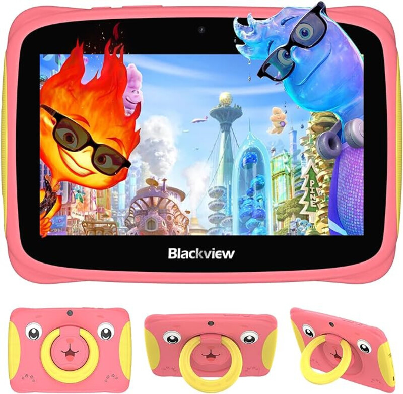 Blackview Kids Tablets Tab3Kids 7 inch Toddler Tablet Android 13, 2+2GB up to 4GB RAM+32GB ROM/TF 1TB, Tablets for Kids with Kid-Proof Case -Fairytale Pink