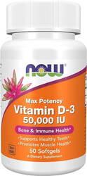 NOW Supplements, Vitamin D-3 50,000 IU Softgels, 50 softgels