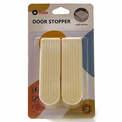 Non-Toxic Odourless Plastic Line Design Italo Rectangular Shape Door Stopper, 2 Pieces, White