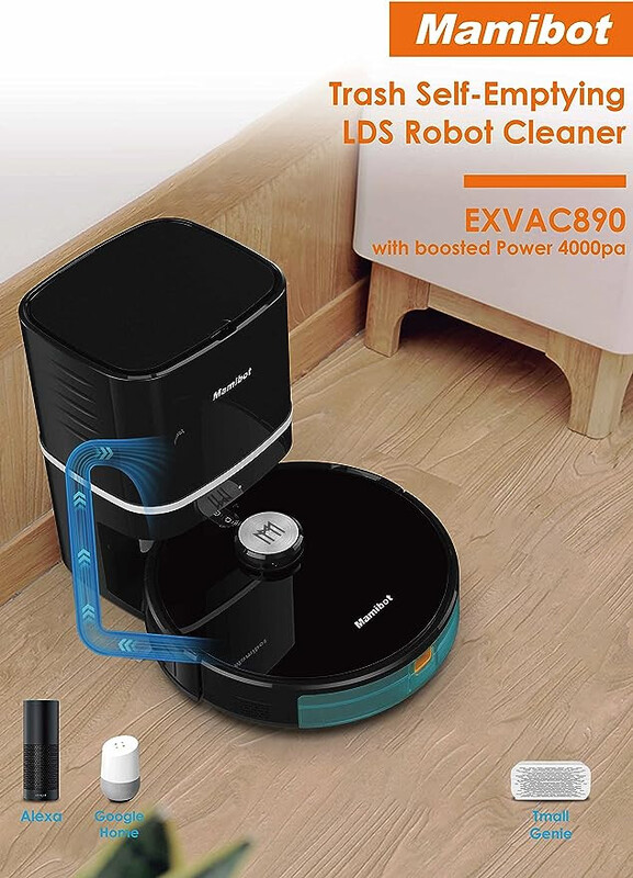 Mamibot EXVAC890 Glory 4th Generation LDS Slam Robot Vacuum Cleaner with Self emptying Dust Box and Dust Collector
