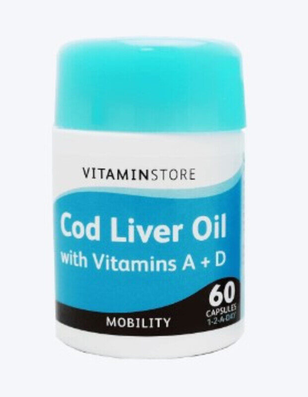 

Vitaminstore Cod Liver Oil With Vitamins A+D 60 Capsules