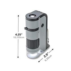 Carson MP-250 MicroFlip 100x-250x LED and UV Lighted Pocket Microscope with Flip Down Slide Base and Smartphone Digiscoping Clip for All Ages