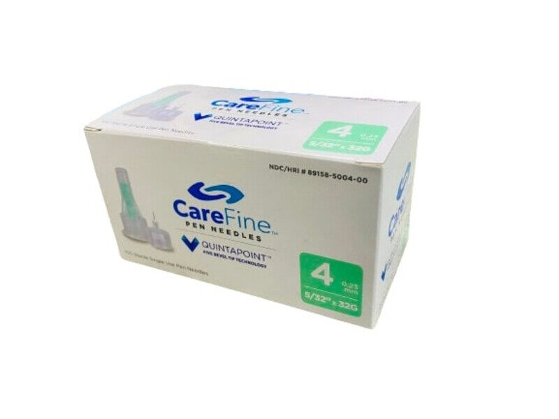 

Carefine Pen Needles - 100 Sterile Single Use Pen Needles 4 5/32"*32G