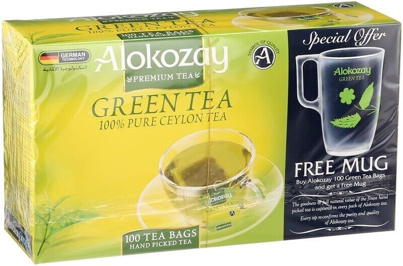 

Alokozay 100ct Green Tea Bags with a Free Mug (Comes As a Gift Style)
