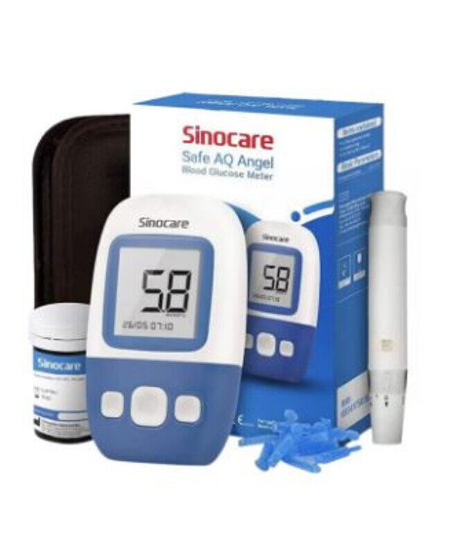 

Sinocare Safe AQ Angle Blood Glucose Monitoring System With 50 Test Strips And Lancets