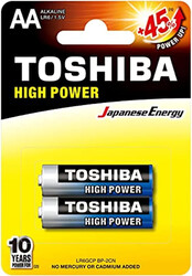 TOSHIBA Long-Lasting Vibration Resistance High Power Alkaline AA - 2 Battery Pack