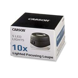 Carson VersaLoupe 10x LED Lighted Focusing Loupe Magnifier, Black/Clear