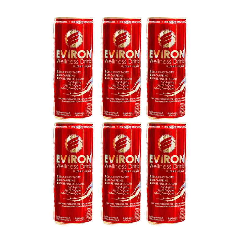 

Environ Lightly Carbonated Health Drink with Red Korean Ginseng & Oriental Exotic Fruit Extract, 250ml x 6 - No Caffeine, Refined Sugar & Preservative