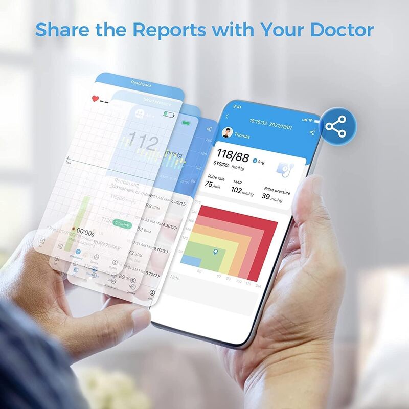 جهاز قياس ضغط الدم Welluue BP2 Connect 2 in1 وجهاز تخطيط القلب ومزامنة Wi-Fi وبلوتوث وقياسات الوقت الفعلي