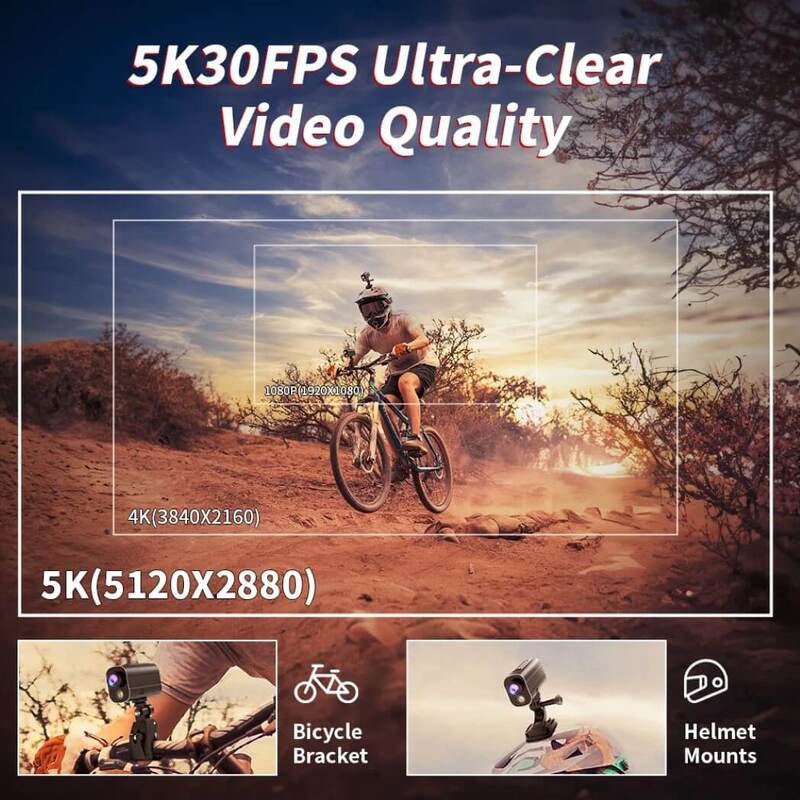 5K Anti Shake Action Camera for Bike  Helmet
