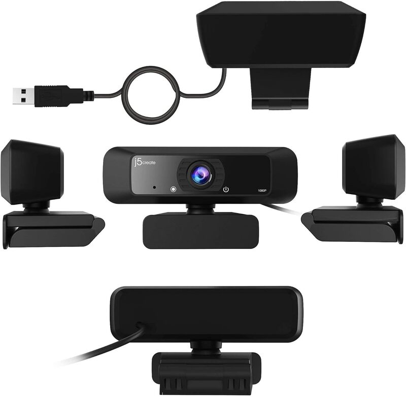 j5create JVCU100 Full HD Webcam with 360 Rotation USB Type A Plug  Play High Fidelity Microphone