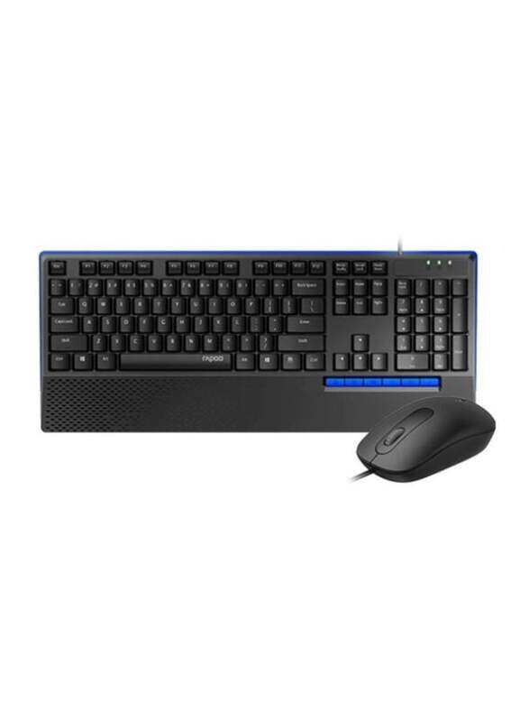 

Rapoo Wired English Keyboard And Mouse Set, Black