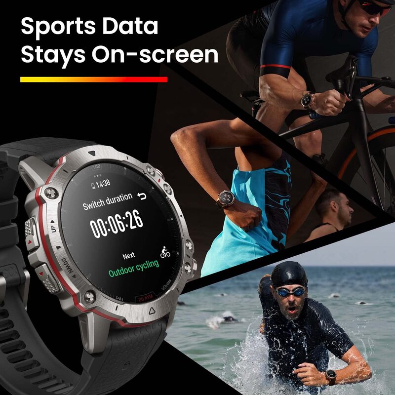 Amazfit Falcon Smartwatch for MenPremium Multisport GPS Smart WatchStrength Training Watch150 Sports Modes Titanium Supersonic Black Strap