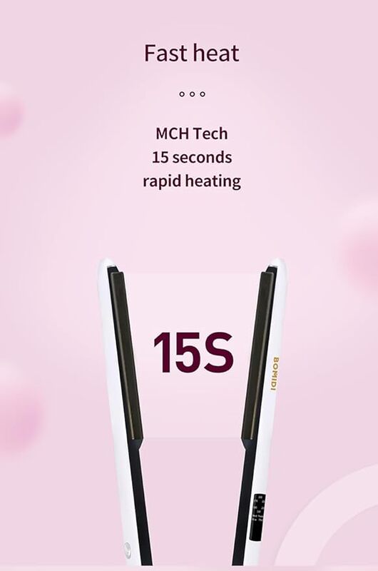 BOMIDI HS2 Hair Straightener With Bottom Rotation Gear Adjustment Smart Thermostat MCH Tech 15 Second Rapid Heating and Smart Display  White