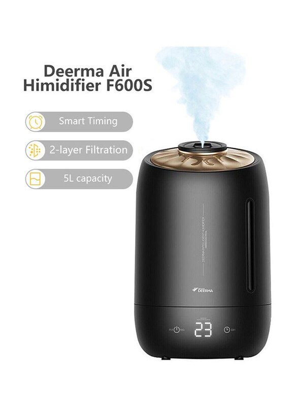 

Deerma Compact High Mist Humidifier with Double Water Inlet, F600S, Black