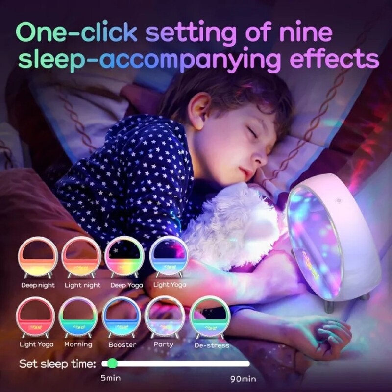 LED Smart Alarm Clock Speaker  Colorful LED Wake Up Light Voice APP Control