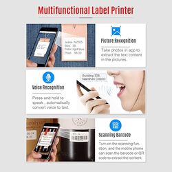 DIAOD Portable 80mm Thermal Label Printer BT Label Maker Sticker Machine with Rechargeable Battery for iOS Android Computer