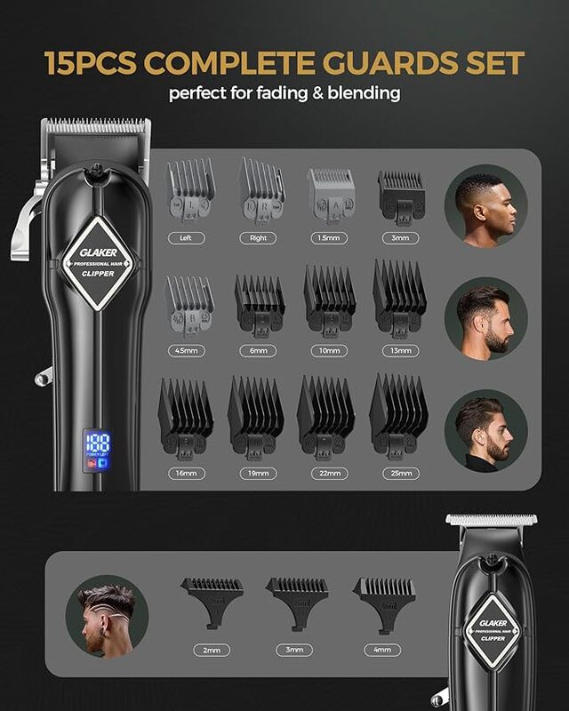 GLAKER Professional Hair Clippers and T-Blade Trimmer