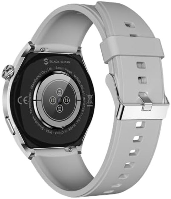 Black Shark S1 Smart Watch 1 43 AMOLED Screen 10 Days Battery Life IP68 Waterproof Health Monitoring Wireless Charging Silver