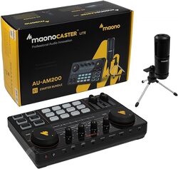 MAONO Maonocaster AU AM200S1 Lite Portable All In One Podcast Production Studio With Microphone And Audio Interface for Podcast Games  Black