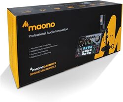 Maonocaster AME2A All In One Podcast Equipment Audio Interface Bundle with XLR Condenser Microphone for Recording  Streaming Voice Over  Youtube PC Guitar - Black