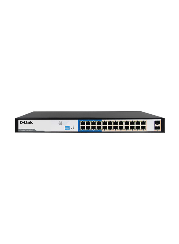 

D-Link 250m 24-port 1000mbps Poe Switch, With 2 Sfp Ports, Ieee 802.3af/at Poe, 250w Total Power Budget, Plug and Play Installation, Dgs-f1026p-e, Bla