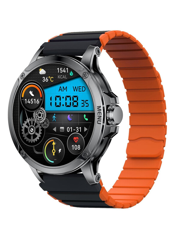 

Maxwell Mw Alpha Smartwatch with 40 Days Standby Time, Black/Orange