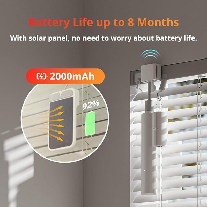 SwitchBot Blind Tilt Motorized Blinds Smart Electric Blinds with Bluetooth Remote ControlSolar Powered Light Sensing Control Add Hub Mini to Make it Compatible with Alexa Google Home