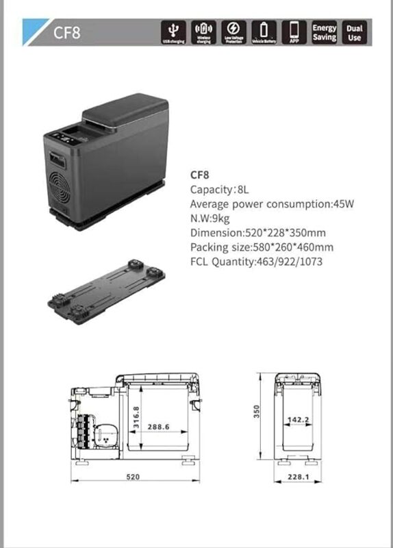 Crony Mini Portable Car Refrigerator Small 8L CF8