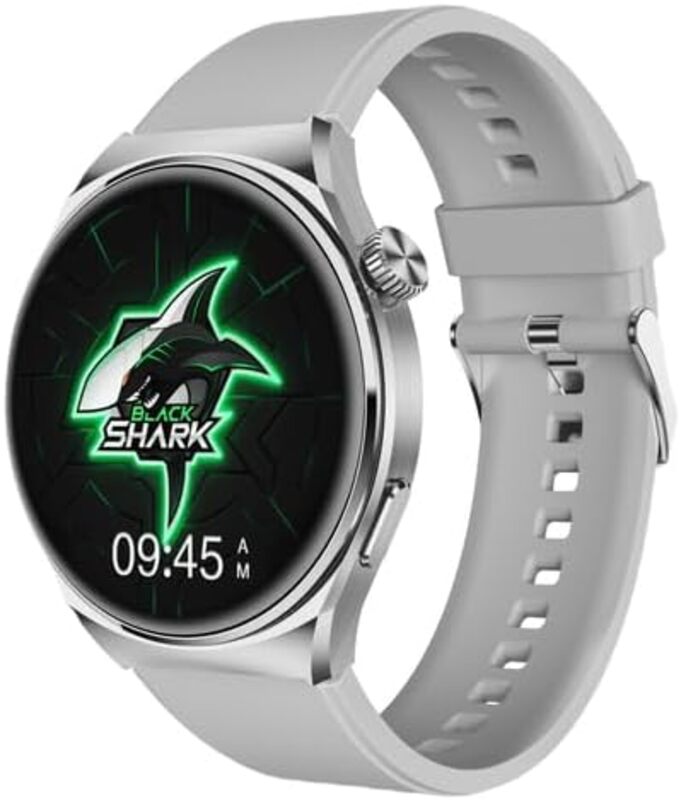 Black Shark S1 Smart Watch 1 43 AMOLED Screen 10 Days Battery Life IP68 Waterproof Health Monitoring Wireless Charging Silver