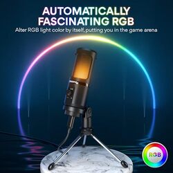 ميكروفون ألعاب MAONO Maonocaster AUPM461TR RGB USB مع ميكروفون باللون الأسود