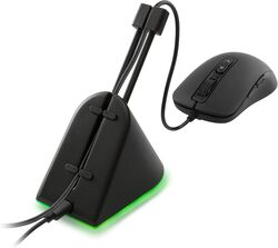 ذراع DELTACO Gaming RGB Mouse Bungee القابل للتمديد لإدارة كابلات الماوس بدقة معززة وتصميم أنيق باللون الأسود