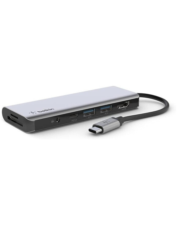 

Generic Belkin 7-In-1 Multiport Usb C Hub for Macbook Pro/Macbook Air/Ipad Pro/Xps and More, Grey