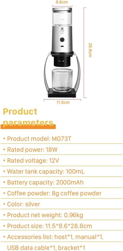 ZOLELE Espresso Machine MG73T Wireless Espresso Machine Compatible With Both Capsules and Ground Coffee 15Bar Pump and BuiltIn Water Tank  Black