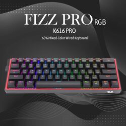 لوحة مفاتيح الألعاب الميكانيكية Redragon Fizz Pro K616-RGB بلوتوث 2.4G سلكية RGB - أسود