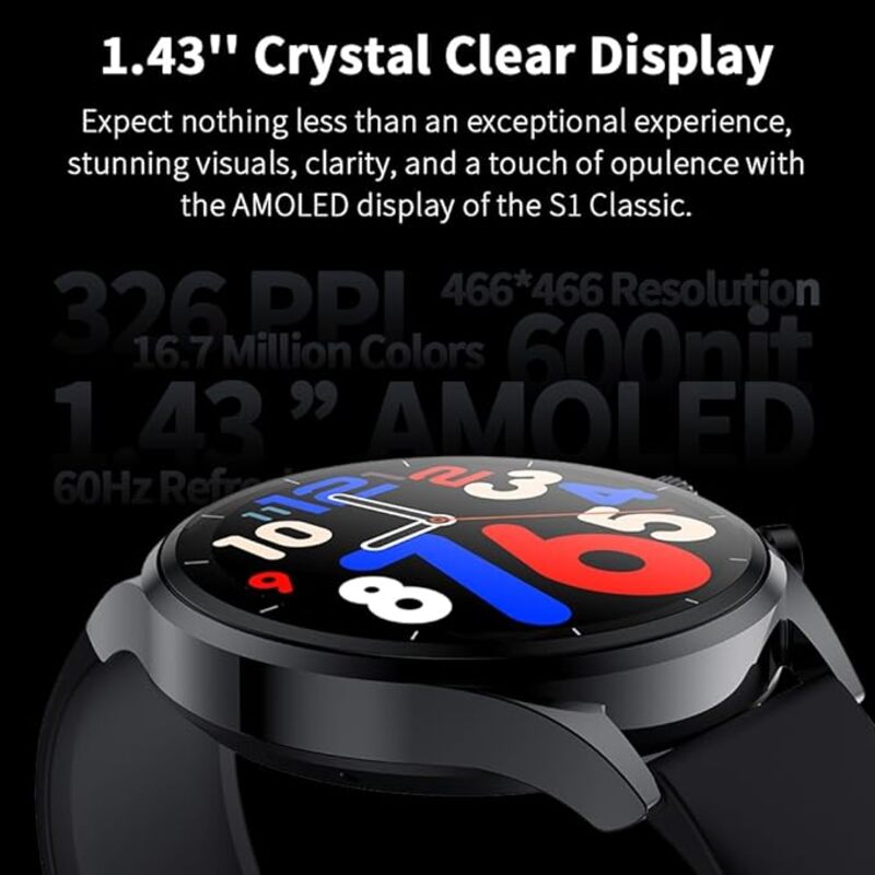 Black Shark S1 Classic Smartwatch With 143 Clear Display 12 Days Battery Life Gaming Monitoring Mode 100 Multiple Sports  Fitness Modes
