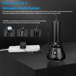 IMALENT MS18 Brightest Flashlight 100 000 Lumenswith 18pcs Cree XHP70 2nd LEDs Long Throw Up to 1350 Meters Waterproof Powerfull Torch with OLED Display and Built in Cooling Tools