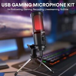 ميكروفون ألعاب MAONO Maonocaster AUPM461TR RGB USB مع ميكروفون باللون الأسود