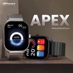 ساعة ذكية للاتصال اللاسلكي HiFuture APEX Amoled من الفولاذ المقاوم للصدأ مقاس 2.0 بوصة باللون الأسود