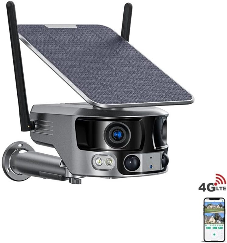 CRONY Y6 4G 4K 8MP 4X 180 Wide Angle Solar Battery Camera with 6W Solar Panel