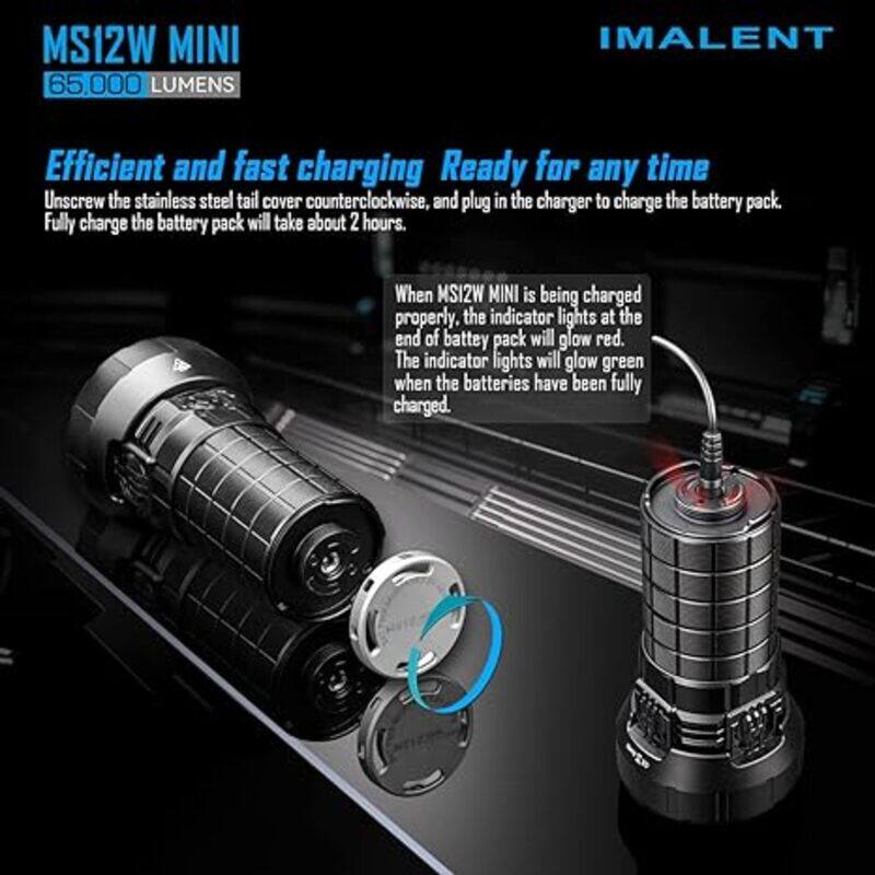 IMALENT MS12 Mini Tactical Flashlight 65 000 Lumens Rechargeable 1036m Long Beam Distance, High Power Super Bright Flashlight with 12 xhp 70.2 LED (Warm White)