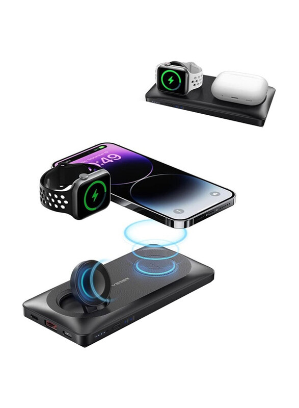 

Veger 3-in-1 Magnetic Wireless Powerbank with Apple Watch Charger, Black
