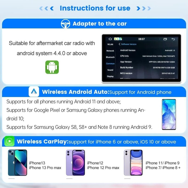 محول CarlinKit لراديو السيارة Android اللاسلكي Android Auto وApple CarPlay