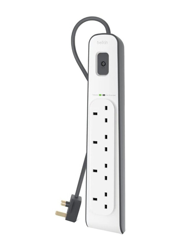 

Generic 4 Way/4 Plug Power Extension Strip, White