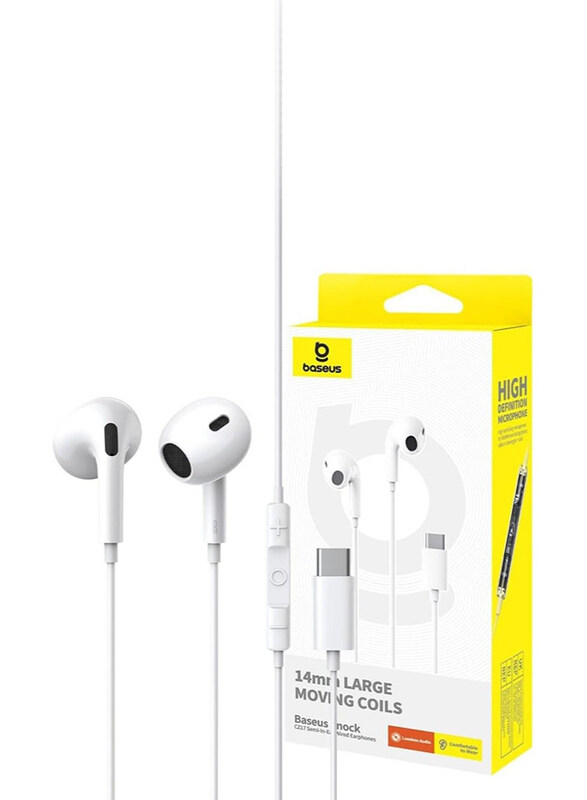 

Baseus Encok CZ17 Wired In-Ear Semi Headphones with Microphone, White