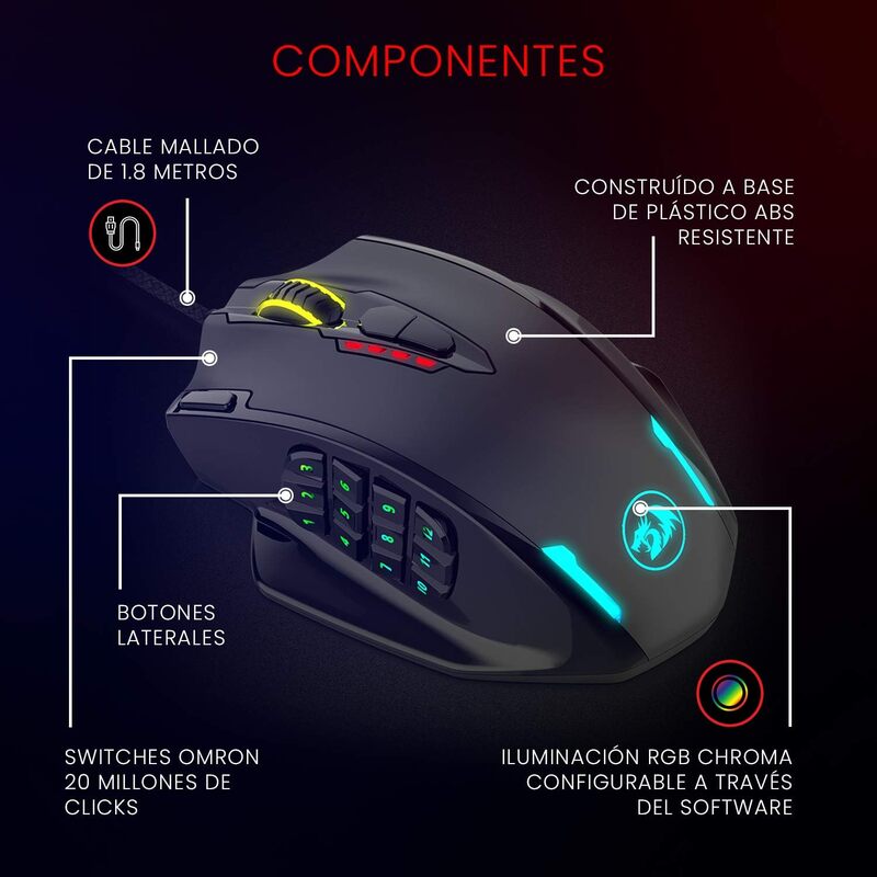 Redragon M908 Impact RGB with Side Buttons Optical Wired Gaming Mouse