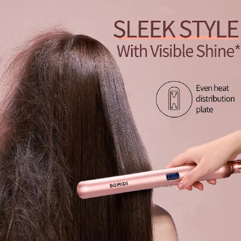 Bomidi HS1 Electric Hair Straightening Iron Multi level Temperature Adjustment Digital Screen 45W  Pink