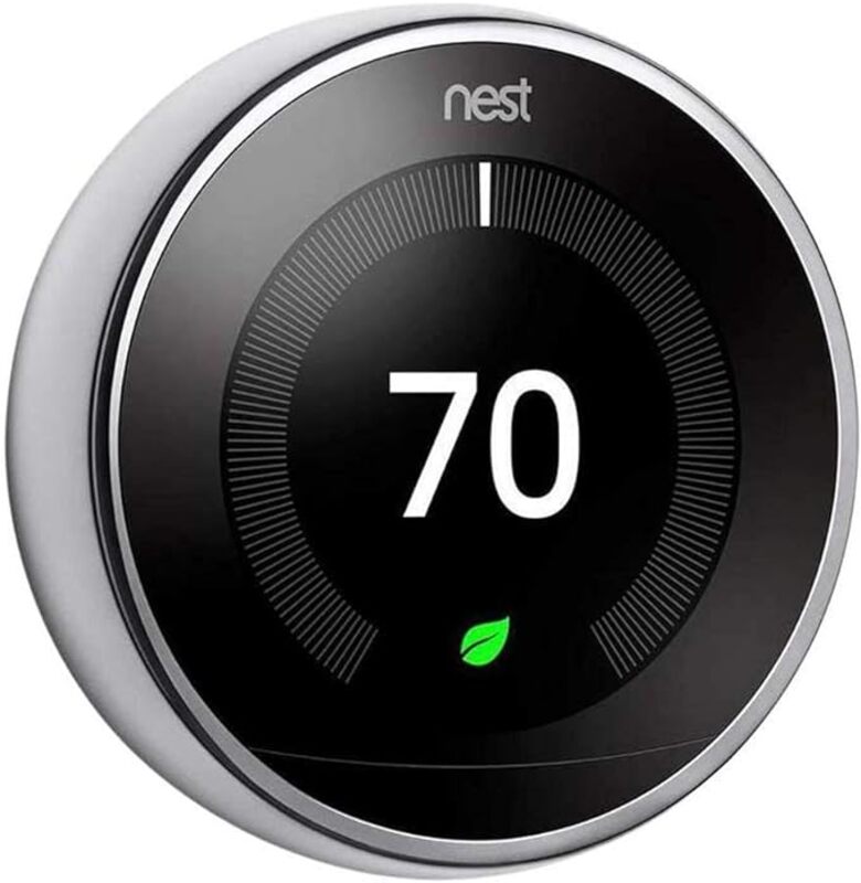 Nest 3rd Generation learning programmable Thermostat Polished Steel T3019US
